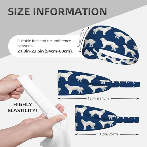 Black and Gold Swirl Liquid Ink Marble Workout Headbands Fashion Sports Sweatbands Yoga Hairbands for Fitness Athletic Non Slip Wicking Headscarf for Men Womens Girls Summer Accessories Elastic Bands - color: Great Pyrenees Cute Dogs