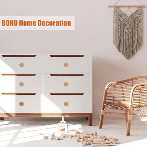 ANPHSIN Boho Rattan Cabinet Dresser Knobs- Durable Beech Wood Drawer Knobs, Decorative Handmade Wicker Woven Pulls Handles with 12 Screws for Home Furniture - style: Round Rattan (6 pcs)