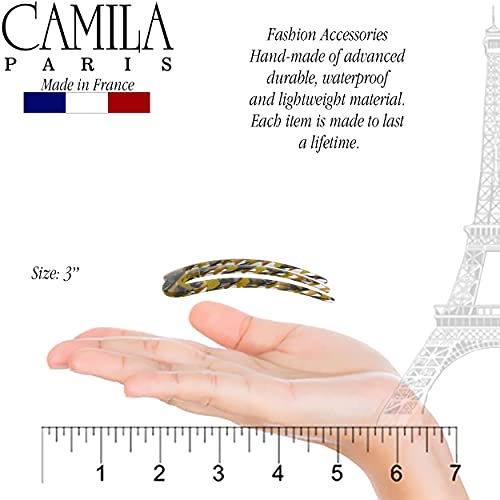 Camila Paris CP3167 French Twist Stick Clip Pins, Mustard, Wavy Hair Pin 3-Prong Hair Fork for Girls Spiral Updo Chignon Bun Holder, Flexible Styling Hair Accessories for Women, Handmade in France - color: 3-Prong Mustard