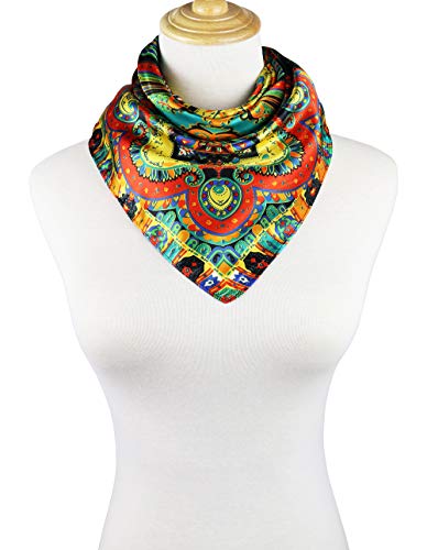 vabovin Satin Head Scarf for Women Silk Like Hair Scarf, 35 x 35 in | Silk Feel Fabric, Hair Wrap for Sleeping, Headscarf and Neck Scarf, Square Bandana Style, Fashion Accessory - color: 007 Yellow Paisley