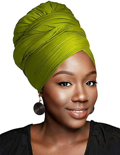 HOMELEX Head Wraps Turbans Stretch Jersey Knit Headwraps Wrap Turban Scarf Tie for Women - color: Gn-2