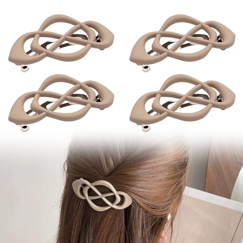Vintage French Barrette Clips, 2025 New 4 Pack Hair Accessories for Women & Girls, Thick to Thin Hair (E) - color: E