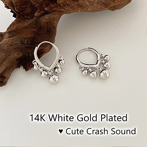 Huggie Earrings for Women 14K Gold Plated Earrings Dainty Statement Sterling Silver Cute Dangle Earring Hypoallergenic Huggie Hoop Earrings for Wome Trendy Prom Party Jewelry Gift - color: 1-silver