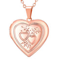 U7 Women Locket Necklace Platinum 14K Gold Photo Lockets that Hold Picture,Chain 20 Inch Personalized Gift Custom Love Heart Image Necklaces - color: 03# Rose Gold*2 Heart