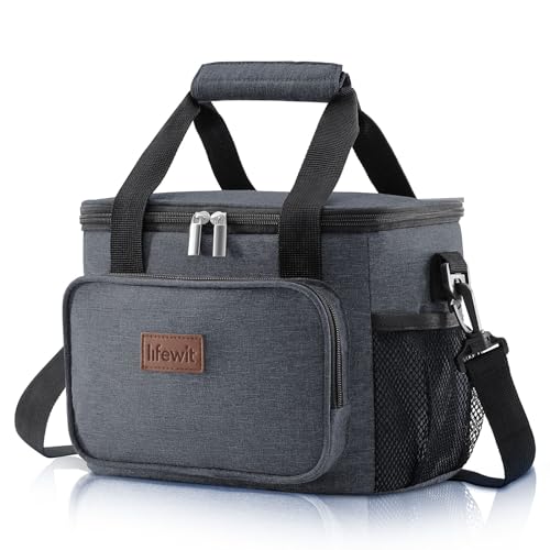 Lifewit Medium Lunch Bag, Insulated Lunch Box, Soft Cooler Cooling Tote for Adult Men Women, Dark Gray 12-Can (9L) - color: Dark Gray, size: Medium(9L)