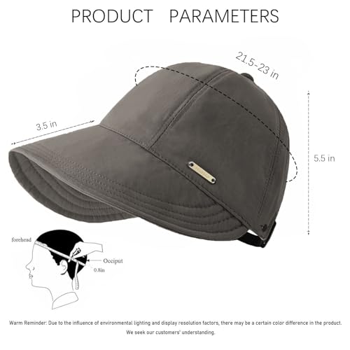 huablo]UPF 50+Womens Sun Hat UV Protection Hiking Fishing Hats Wide Brim Hat Adjustable Ponytail Packable Sun Cap - color: Gray