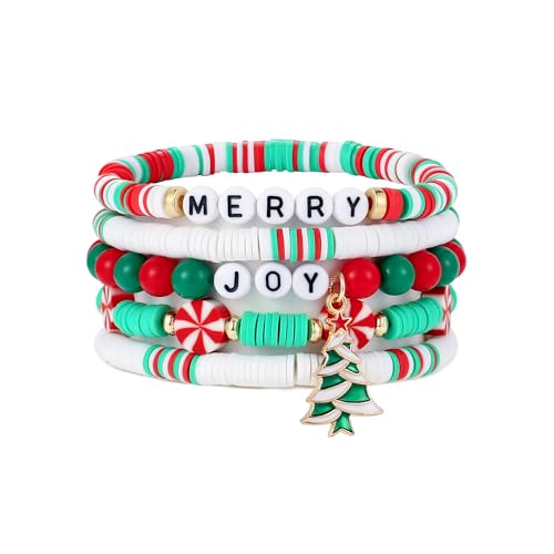 Elegance 11 designs Heishi Beaded Bracelets For Women Polymer Clay Colorful Surfer Stackable Beads Boho Bracelet Summer Beach Jewelry - color: Pine tree