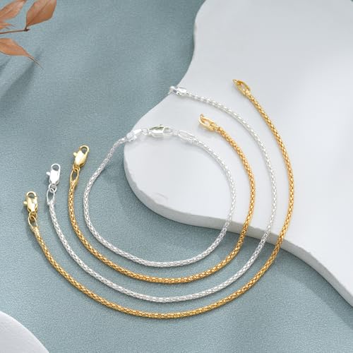 S925 Sterling Silver Popcorn Bracelets for Women - Sterling Silver Popcorn Chain Bracelet Handmade Jewelry Gold Bracelets for Women 6.5/7/7.5/8 Inch - size: 7"