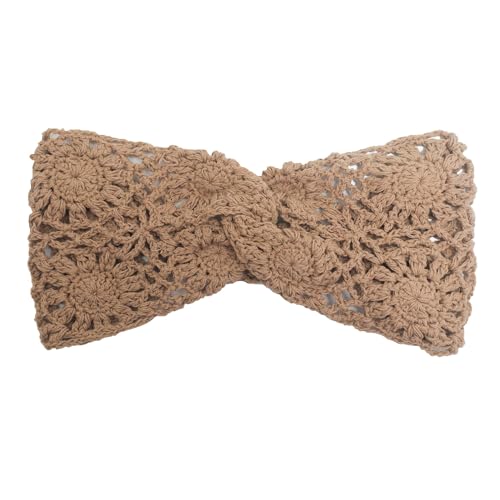 ZLYC Women Headband Handmade Crochet Knit Boho Flower Hair Bands (Twist Knotted Khaki) - color: Twist Knotted Khaki