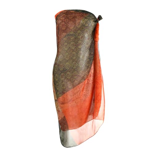 Womens Sexy Bohemian Floral Beach Cover Up Sarong Wrap Swimsuit Beachwear - color: Warm Orange