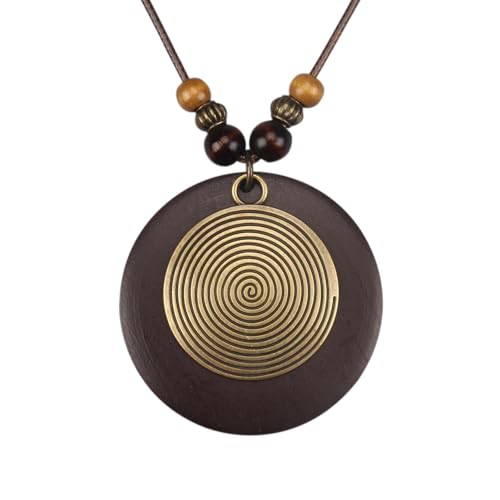 Bohemian Necklaces for Women Long Leather Necklace with Large Pendant Chunky Boho Hippie Jewelry Pendant Chocker Necklace - style: Bohemian Pendant Necklace