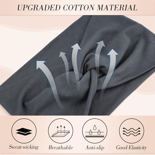 obeoby 6 Inch Cotton Wide Headbands for Work,Daily Life, Boho Outfits, Large African Hair Wrap 6 Pack Non Slip Turban Hair Bands - color: Bright color series