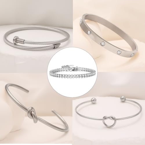 18 K Gold Plated Love Bangle Bracelet Stack Cuff Jewelry for Women Jewelry Set for Women Gift with Box - style: style15