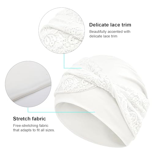 Women Knot Slouchy Beanie Chemo Hat Twist Stretch Cancer Head Wraps Sleep Head Scarf - color: White