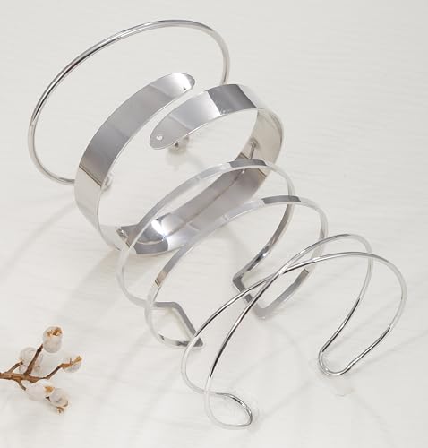 BOMAIL Arm Cuff for Women, Gold, 4 Pieces | Minimalist, Upper Arm Bangle, Adjustable, Boho Coil Armlet, Bracelet Set