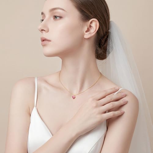14K Gold Plated Necklace Gold Necklaces for Women Diamond Pendant Dainty Choker Layered Necklaces for Women Jewelry Set Gifts for Women Trendy Sister Mom Wife Womens Her Friend Party - style: 1001-Pink