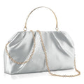 ERKOON Clutch Purse for Women Elegant Pleated Evening Bag Crossbody Shoulder Handbag Envelope Bag with 2 Detachable Chain - color: Silver