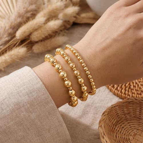 Gold Beaded Cross Bracelet for Women, 14K Plated Adjustable Stackable Dainty Bracelets, Non Tarnish Fashion Jewelry Set Gifts for Women Birthday Friendship - color: Colors-12
