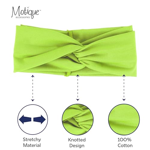 Motique Accessories Solid Twist Turband Headwrap Hair Band for Women (Lime Green) - color: Lime Green