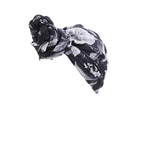 Qianmome Womens Big Flower Turban Beanie Elegant Cap Head Wrap Stretch Long Hair Scarf Headscarf - color: 4pieces-25-style 1