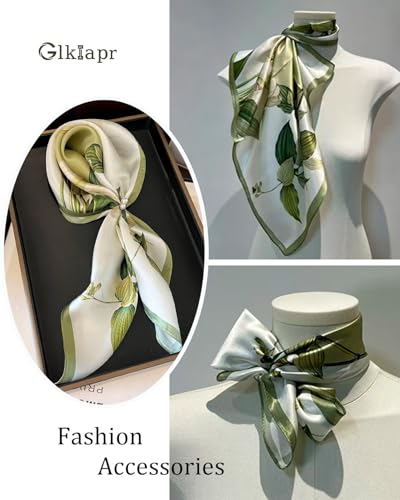 Satin Bandana Headscarf for Women Silky Hair Scarves for Fashion Lightweight - color: 16-green Anemone