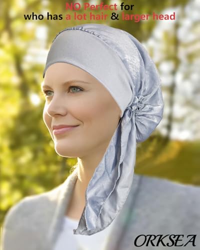 Chemo Headwear for Women Head Scarf Headwraps Silky Soft Turbans for Women Cancer Hats Chemo Beanie Coverings Scarves - color: B Bright Silver