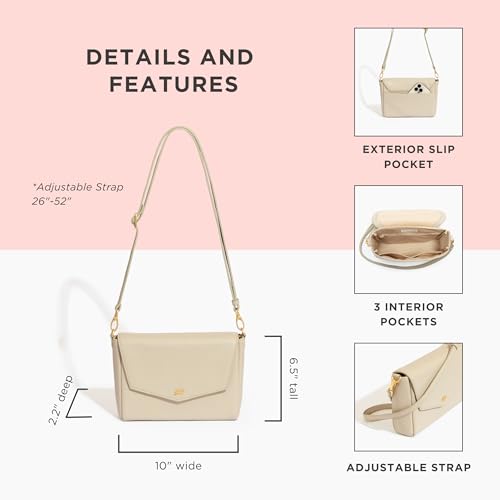 Freshly Picked Classic Crossbody Bag for Women - Stylish Handbag and Crossbody Purse Made with Premium Vegan Leather - color: Birch