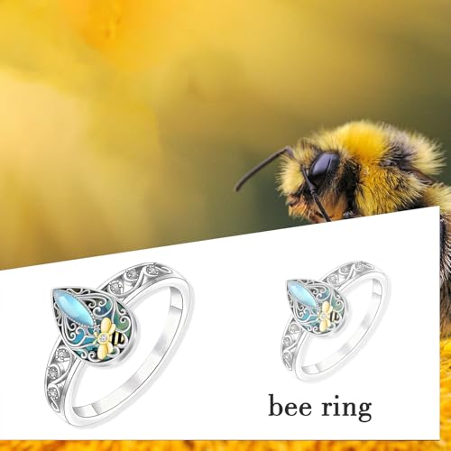 ONEFINITY Dragonfly Filigree Ring Sterling Silver Rings Gifts for Women Jewelry - style: Bee