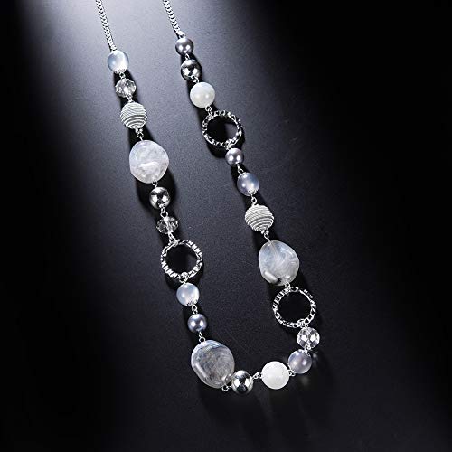 PEARL&CLUB Long Beaded Necklaces For Women - Sweater Chain Fashion Jewelry Necklace Gifts For Women - color: 23-Grey