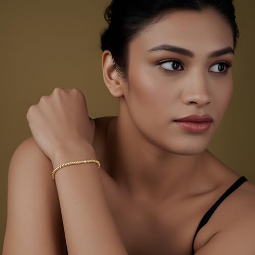 LeCalla 925 Sterling Silver Bolo Bracelet | Women's Italian Handmade Solid Adjustable Bolo Slider Bracelet | Lightweight Chain Bracelet Jewelry for Wife Girlfriend Her - color: Gold-Plated Popcorn