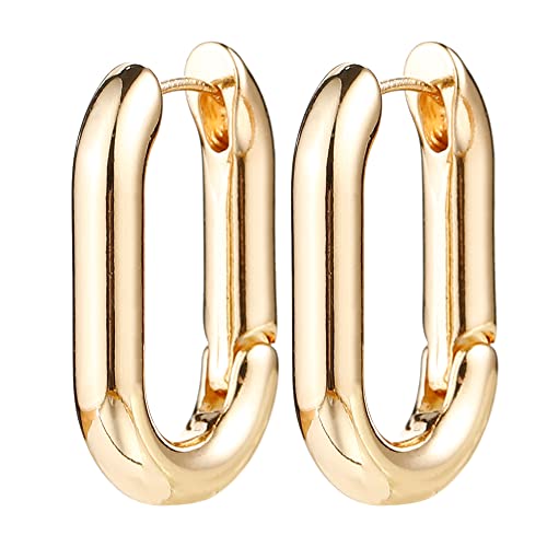 HILXURY Gold Chunky Hoop Earrings Set for Women, 14K Gold Plated Twisted Huggie Hoop Earring Hypoallergenic, Thick Open Hoops Set Lightweight - color: 9 Gold hoops