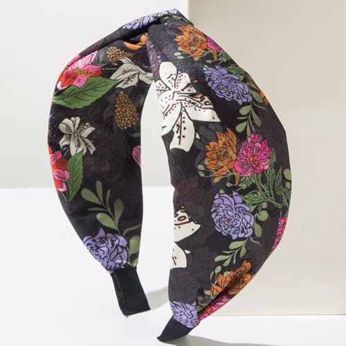 4 Pack Flower Printed Headbands for Women Wide Knotted Headbands Fashion Hair Bands-Island Style - color: Island Style