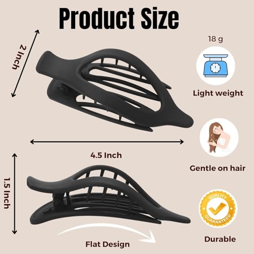8 Pack Flat Hair Clips for Women,Matte No Crease Flat Claw Clips, Large Strong Hold Barrettes for Thick & Thin Hair, French Duckbill Styling Accessories - color: Assorted Colors