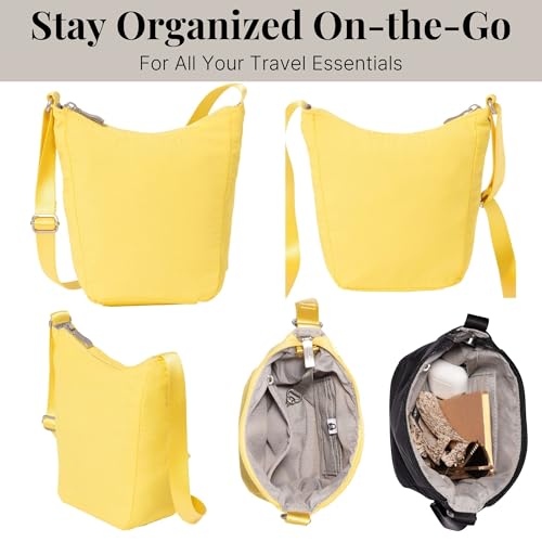 Baggallini Swift Mini Crossbody Bag for Women - 4.5x7 Small Travel Purse with Crossbody Strap and RFID - color: B-lite Lemon