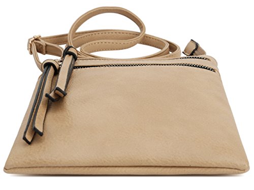 DELUXITY Crossbody Purse Bag Shoulder Bag Multi Pocket Zipper Purse - color: Camel