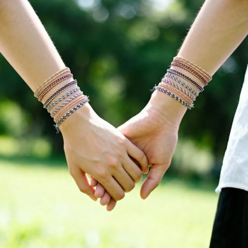 30 PCS Woven Wrap Friendship Bracelets, Handmade Woven Bracelet for Friendship, Adjustable Colorful Thread Bracelets for Women