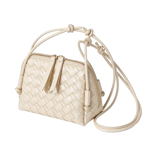 JYG Woven Crossbody Bags for Women PU Leather Handwoven Shoulder Bag Mini Satchel Purses with Adjustable Strap 2026 - color: Beige