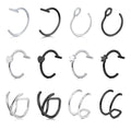 Briana Williams Fake Lip Piercing Fake Lip Ring Fake Nose Ring Fake Nose Piercing Faux Lip Rings Fake Snake Bite Piercing Clip on Non Piercing Double Cartilage Helix Earrings Ear Cuff for Women Men - color: C -12pcs