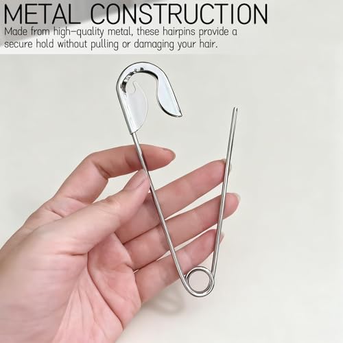 4 Pieces Metal Hair Safety Pins - Hair Accessories, French Style Hairpin for Buns and Hairstyles, Decorative Barrette for Women, Fashionable Gift for Her