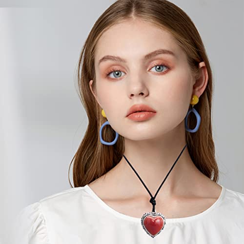 Leather Necklace for Women Long Boho Necklace Bohemian Choker Vintage Necklace Braided Boho Jewelry with Adjustable Brown Leather Cord - color: Double Ring Necklace
