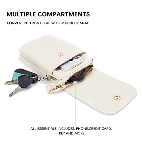 BOSTANTEN Vegan Leather Crossbody Bags for Women Designer Cell Phone Bag Wallet Purses Adjustable Strap - color: B-01-pebble Beige-white