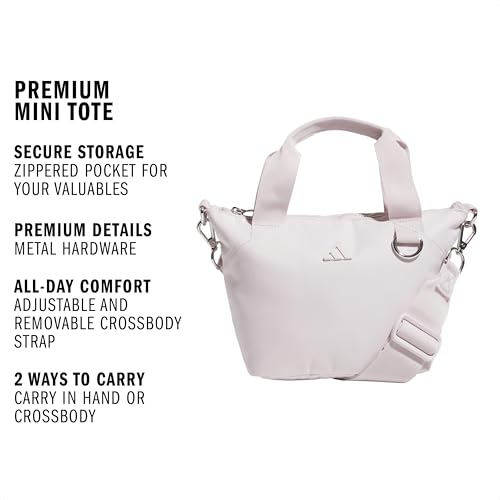 adidas Small Tote Mini Bag for Women and Men - color: Premium/Off White/Silver Metallic