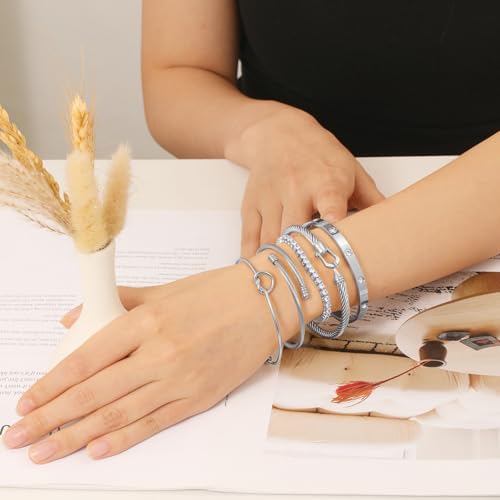 18 K Gold Plated Love Bangle Bracelet Stack Cuff Jewelry for Women Jewelry Set for Women Gift with Box - style: style18