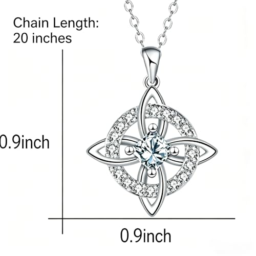 Mystical Birthstone Witches Knot Necklace – Natural Crystal Celtic Pendant, Wiccan Pagan Jewelry Gift for Women - color: October