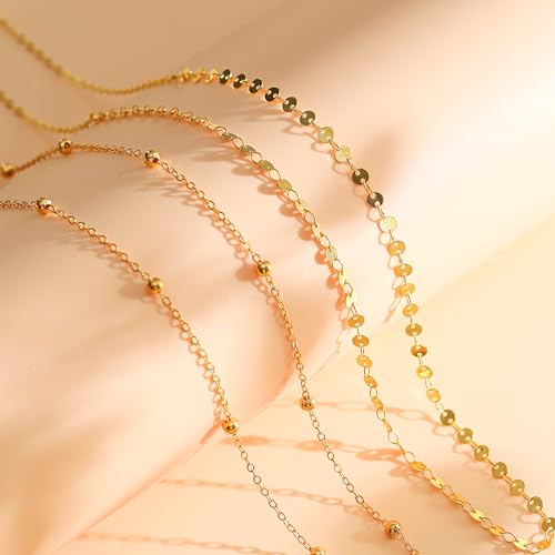 Akeoqi 2Pcs Waist Chain 18K Gold Plated Belly Belt Chains Sexy Layered Summer Beach Bikini Body Chain Satellite Beaded Pearl Coin Beads Wave Belly Jewelry Accessories for Women Adjustable - style: Coin