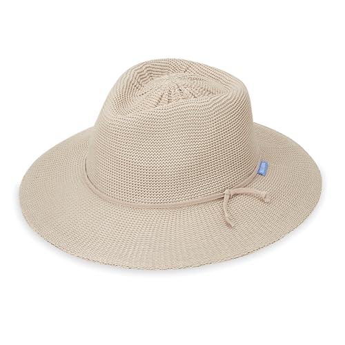 Wallaroo Hat Company Women's Victoria Fedora – UPF 50+ UV Protection, Wide Brim, Packable & Adjustable Sun Hat - color: Stone, size: Medium
