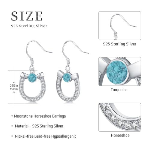 Western Earrings for Women 925 Sterling Silver Turquoise Western Country Dangle Drop Earrings Country Jewelry Gifts for Cowgirl Cowboy - style: Horseshoe-2 Turquoise