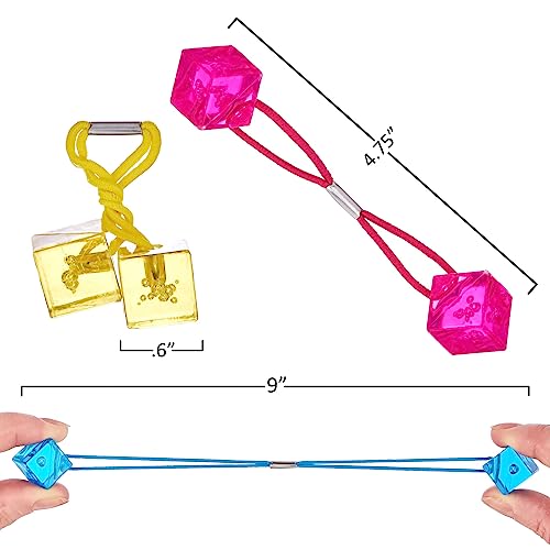 20pc Cube Ponytailers Assorted Ponytail Cubes Twin Bead Hair-Value-Fun | Elastics, Bright Multicolored Twin Hair Beads Bauble Hair Ties Ponytail Holders, Toddler Kids. Pack - color: Cube