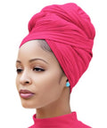 Nonbongoy Head Wraps for Black Women Stretch Headwraps Large Hair Wraps Hijab Scarves for Muslim Head Scarf Turban Headbands - color: 1-rose Red Headwrap