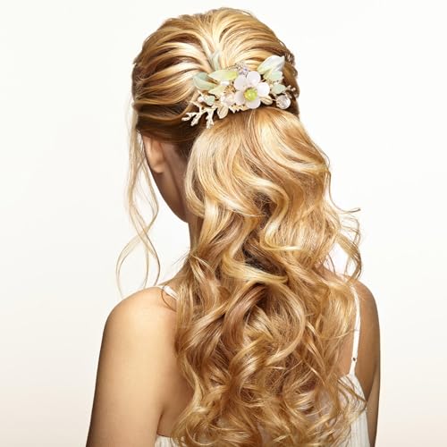 HINZIC 6PCS Lily Flower Tassels Hairpin, Crystal Rhinestone Pearl Hair Clips Headpiece Retro Chinese Hanfu Wedding Brides Valentines Hair Accessories Jewelry for Women Girls Updo Long Hair - color: Solid color